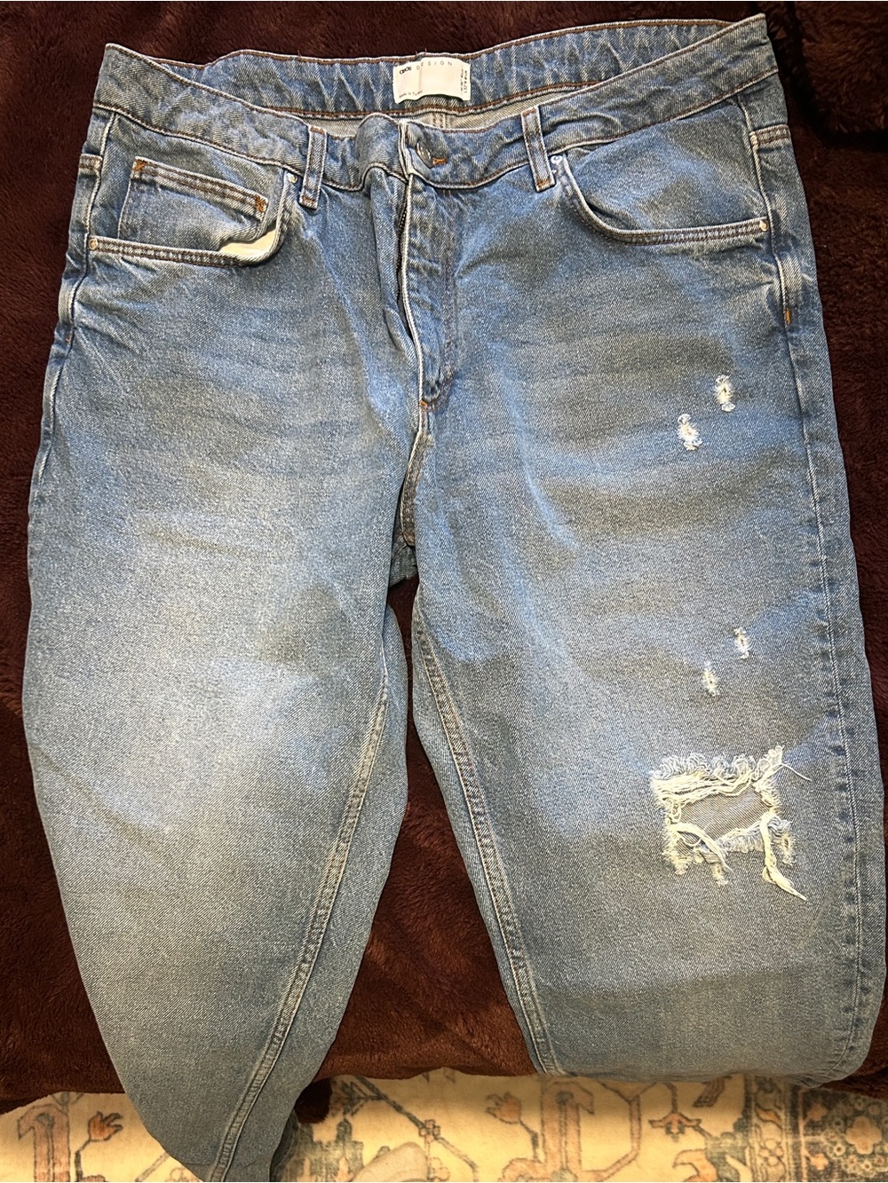 ASOS Light Blue Relaxed Distressed Men’s Jeans